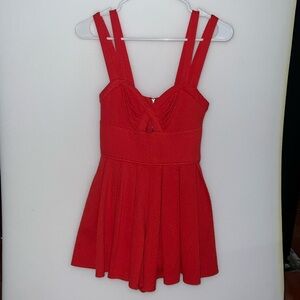 Red Detailed Romper